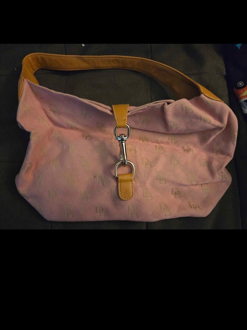Dooney & Bourke Pink Shoulder Bag with Tan Leather Trim